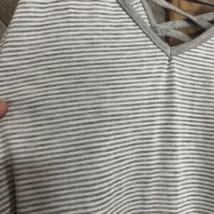 Promesa Gray Striped Crisscross dress/swim cover. Boutique bought